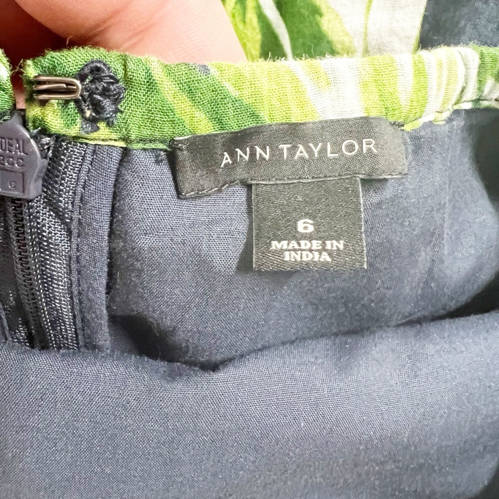 Ann Taylor Womens Linen Amalfi Tropical Palm Leaf Print Halter Dress Size 6 - Picture 6 of 6